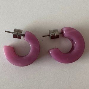 Anthropologie enamel pink mini hoop earrings
